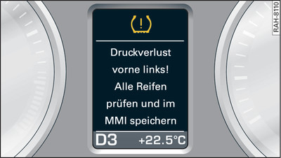 Kombiinstrument: Kontrollleuchte mit Fahrerhinweis (Beispiel)